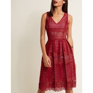 ModCloth Red Lace Fit and Flare Cocktail Dress